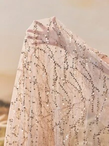 Cheriluna Maternity Váy lưới sequin mỏng manh cho bà bầu, trang phục chụp ảnh - Rượu sâm banh - Xem 6