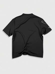 ROMWE MEN Goth Áo thun nam tay ngắn in họa tiết màu tương phản thời trang, mùa hè, phong cách thập niên 2000 - màu đen - Xem 2