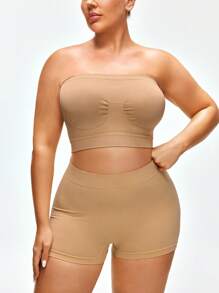 SHAPORA 大码纯色无缝抹胸文胸