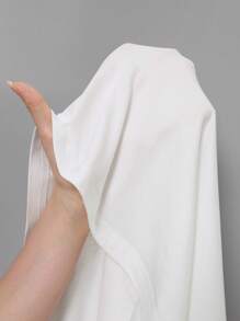 Airaco Women Casual Versatile Solid Color Ruched Short Sleeve T-Shirt, Spring Summer Top - White - View 6