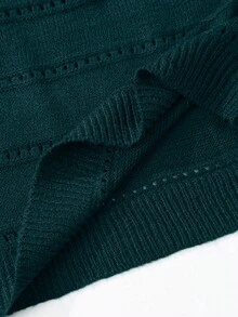 EMERY ROSE Solid Color Crew Neck Casual Pullover Sweater Autumn Cloth For Women Occasion Teal Green - Dark Green - View 3