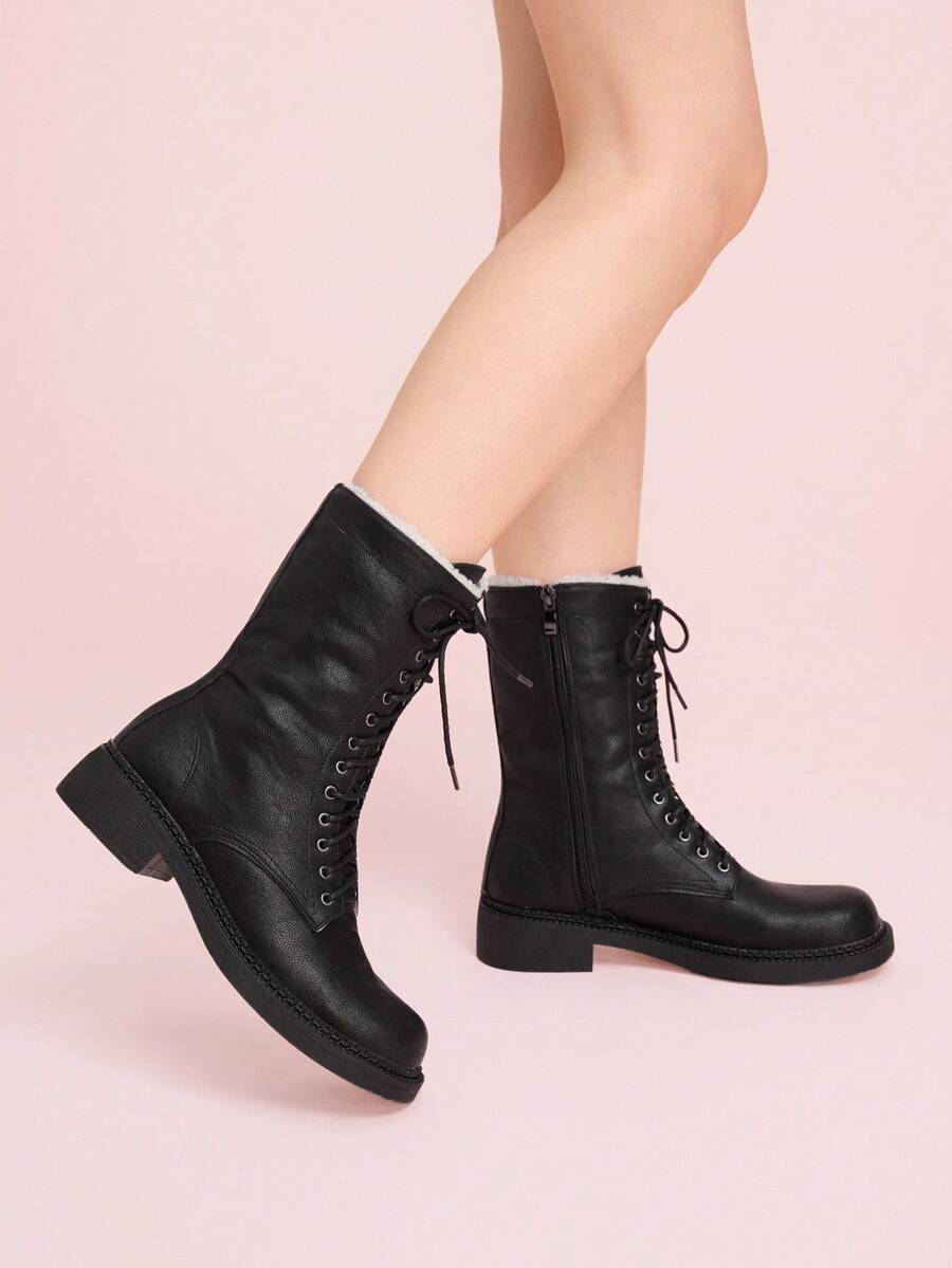 CUCCOO DOLLMOD Women's Fashionable & Versatile Thermal Lined Mid-Calf Boots, Autumn/Winter