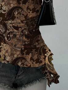 SHEIN EZwear 女士休闲简约腰果印花吊带背心 - 白色 - 查看 4