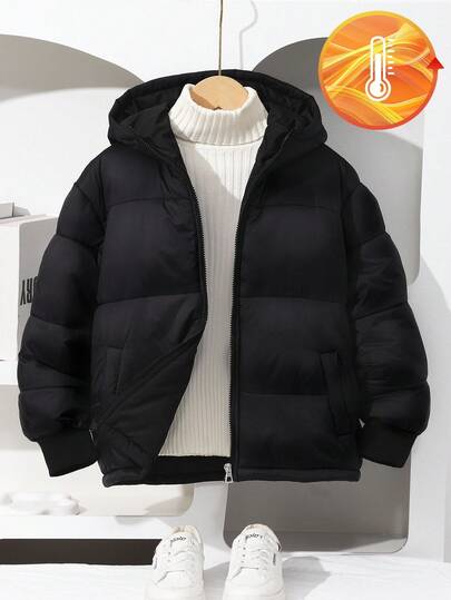 SHEIN 1pc Boys' Quilted Pocket Casual Padded Coat Kids Winter Jacket Winter Jacket For Kids Fall