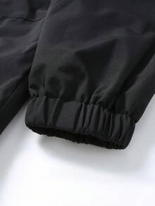 Manfinity Homme Men's Solid Color Zip-Up Casual Jacket, Autumn Lightweight Outdoor Windbreaker - Black - View 6