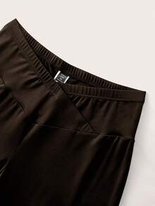 SHEIN EZwear 黑色和巧克力棕色大码喇叭裤 - 巧克力棕 - 查看 4