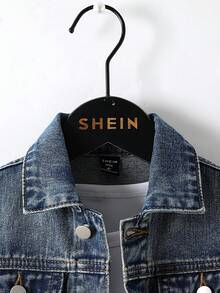 2件套男童户外休闲破洞牛仔夹克和裤子套装 - 中等水洗藍 - 查看 6