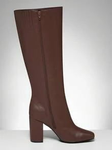 SHUZIA Modische und bequeme Damen Kniehohe Stiefel mit seitlichem Reißverschluss und Plateauabsatz - Braun - Übersicht 7