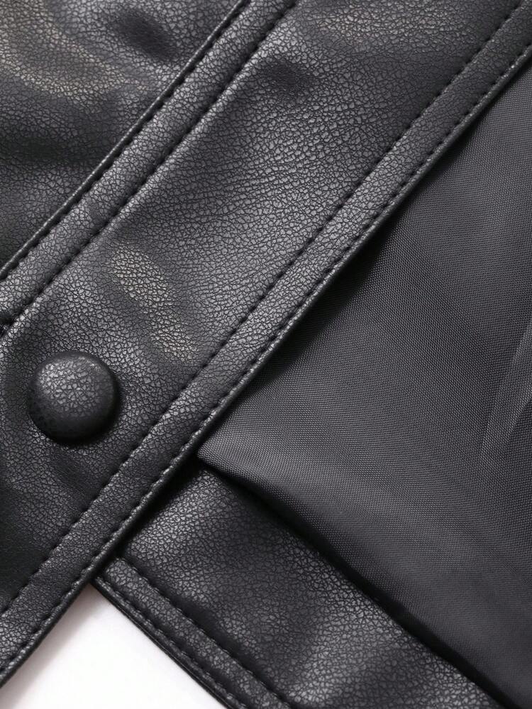 Women's Casual Solid Color Belt PU Jacket, Regular Fit, Autumn Leather Jacket Women Coats