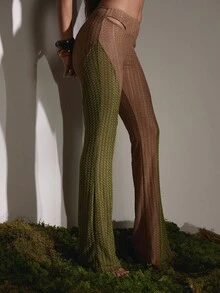 MUSERA Low Rise Cut Out Fitted Bootcut Trousers Night Out Sexy Y2k Sync Party Summer Casual - Multicolor - View 3