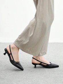 CUCCOO BIZCHIC 女士时尚黑色后带尖头高跟鞋，一脚蹬正装鞋，适合日常通勤、约会、派对 - 黑色 - 查看 4