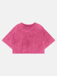 Comfortcana Áo thun tay ngắn cơ bản 100% Cotton đã giặt - Hồng - Xem 11