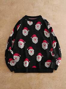 Manfinity NXTstreet Men's Christmas Knitted Sweater, Santa Claus Design, Popular Winter Knitwear Christmas Sweater Santa Claus Sweater Knitted Christmas Sweater Christmas Jumper Holiday Sweater