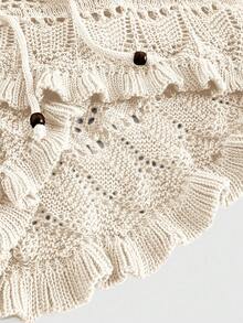 ROMWE Women's Summer Beach Casual Vacation Hollow Out Knit Skirt - Apricot - View 4