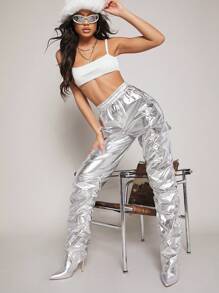 Metallic Point Toe Stiletto Heeled Boots