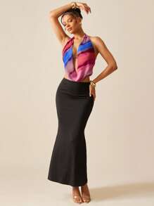 Hauture Sexy Gradient Halter Backless Sleeveless Top, Summer - Multicolor - View 5