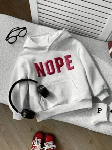 SHEIN بلوزة شبابية كاجوال مريحة متعددة الاستخدامات بطباعة ثلاثية الأبعاد مع كابوشون، مبطنة بقماش سميك، مناسبة للمدرسة