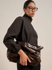 Airaco Women's Casual Solid Color Stand Collar Jacket Fall Winter Cloth For Women - Coffee Brown - View 5