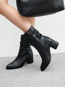 CUCCOO BIZCHIC New Arrival High-End Comfortable Fashionable Chunky Heel Ankle Boots For Women, Black - Black - View 5