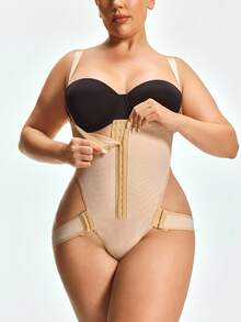 SHAPORA Skin-Colored Slimming Waist Shaping Bodysuit, Comfortable Minimalist Design With Chest Cutout - Apricot - View 2