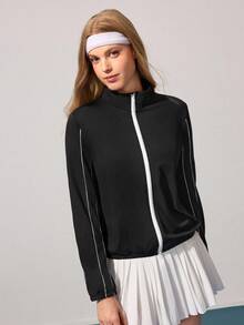 CourtClass Women's Long Sleeve Zipper Front Casual Fitness Versatile Sports Jacket - Multicolor - View 6