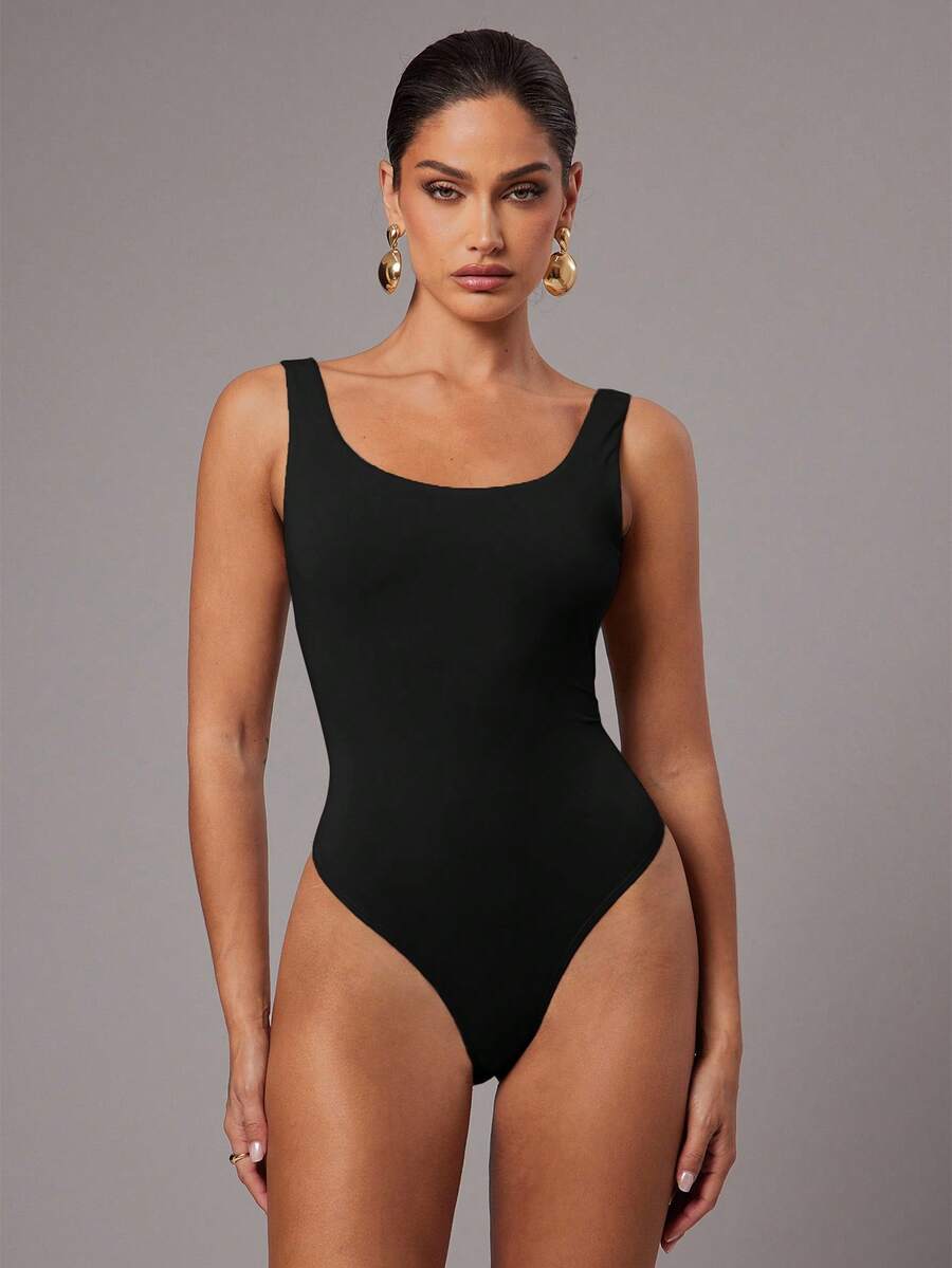 Silquee Bộ đồ liền thân màu sô cô la, Bộ đồ liền thân cơ bản - màu đen - Xem 1