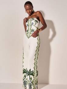 CAJUNI Women's Casual Coconut Tree Tropical Pattern Wide Leg Pants For Vacation/ Resort Wear/Summer - Multicolor - View 7