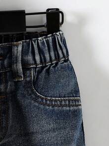 2件套男童户外休闲破洞牛仔夹克和裤子套装 - 中等水洗藍 - 查看 5