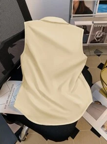 GlowEve 女式无袖单排扣休闲骑士印花衬衫