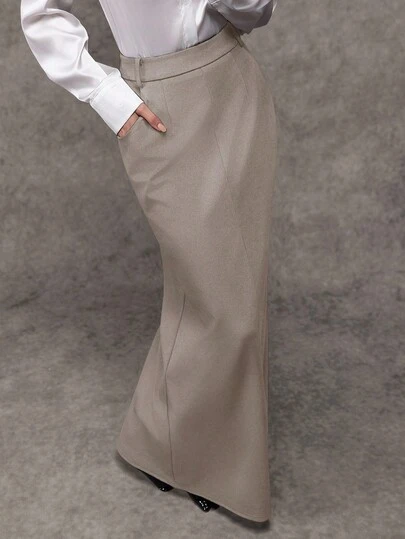 Avenya 女式纯色口袋超长 A 字裙