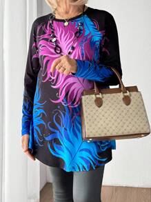 SHEIN LUNE Old Money Style Women Graphic Tees Women Women's Simple Fashionable Casual T-Shirt, For Everyday Wear