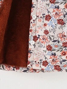 Elladie kids 年轻女孩 1 件毛绒保暖经典街头风格连帽长袖外套年轻女孩蓬松外套 - 杏色 - 查看 5