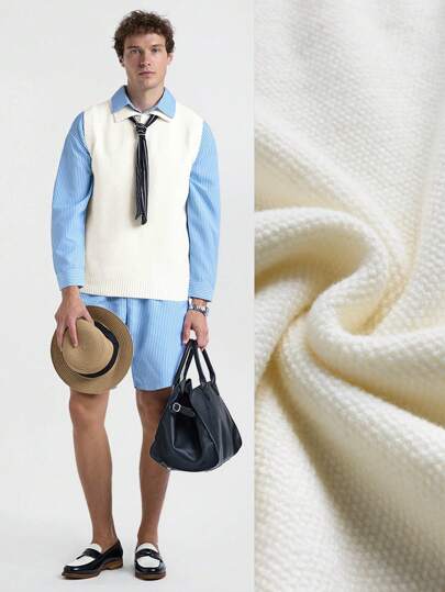 Manfinity CityGents Chaleco de punto de unicolor para hombre, primavera y otoño