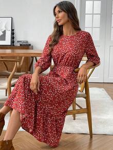 EMERY ROSE 女士休闲碎花中长款度假连衣裙 - 彩色 - 查看 3