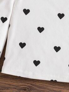 SHEIN Young Girl Heart Pattern Square Neck Gigot Sleeve Casual T-Shirt Autumn Long-Sleeved T-Shirt  Suitable For Autumn And Winter  For Daily Leisure, Sports, School And Parties Toddler Girl  Birthday Girl   Halloween Back To School   Mommy And Me Girls Heart Print Shirt Tween Girls T Shirts White Top For Kids Cute Tops For Kids Long Sleeve Shirts Girls Long Sleeve Tops For Girls Cute Tops For Kids Girl Tween Girls T-Shirts Fall