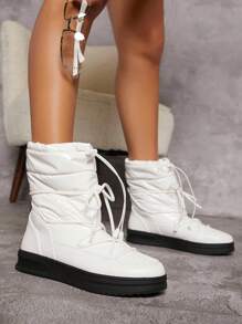 SHUZIA Lace-Up Lug Sole Boots - White - View 4