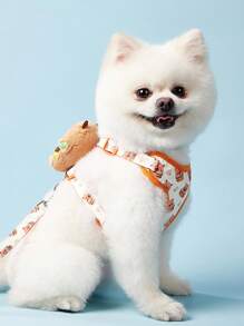 PETSIN Pet Cat Dog Universal Chest Harness Leash Set, Cute Hamburger & Hamster Cartoon Print, Fashion & Adorable