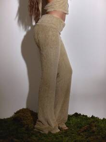 MUSERA Foldover Knit Fur Flared Trousers Cute Country Western Night Out Back To School Casual Sync Summer - Grey - View 3