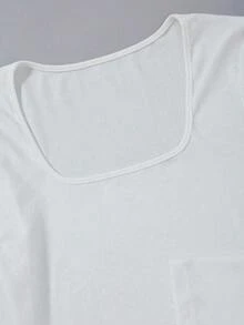 SHEIN Unity Bộ đồ liền thân hai mảnh cổ vuông dài tay màu trơn và chân váy in hoa toàn thân cho nữ - Nhiều màu - Xem 5