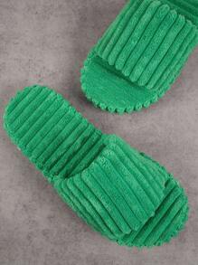 SHUZIA Pantofi de damă cu vârf rotund, detaliu din velur verde, pantofi slip On Sandale plate la modă - Verde - Vizualizare 4