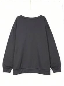 EMERY ROSE Women Regular Fit Crew Neck Long Sleeve Sweatshirt With "MAMA" Slogan, Spring/Autumn Fall Cloth For Women Winter - Black - View 2