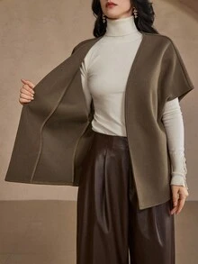 DAZY Abrigo elegante y minimalista de moda para mujer, chaqueta de otoño/invierno para uso casual y de oficina