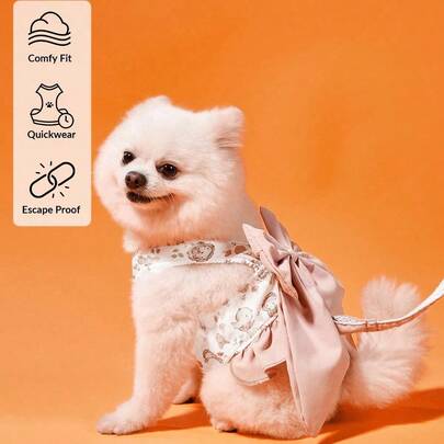 Zazumi Dây dắt và đai đeo 3 trong 1 kiểu Nhật Bản, thiết kế nơ, phù hợp cho chó Poodle và Teddy.