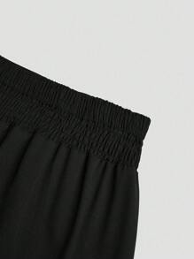 Sweetra 大码高腰三排扣前开双折后褶裤