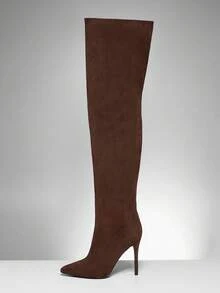 SHUZIA 女式简约细高跟休闲靴 - 巧克力棕 - 查看 6