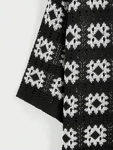 EASEVO Plus Size Men's Knit Contrast Color Short Sleeve Button Front Casual Cardigan , Fall Winter