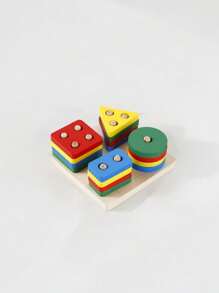 MINKOJA Decoration Wooden Geometric Building Puzzle Matching Toys For Cognitive Color & Shape Recognition And Early Education For Kids School Supplies - Multicolor - View 12