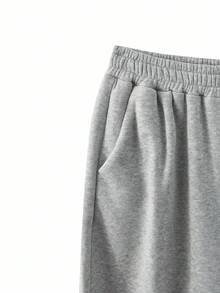 Franclia 女士休闲优雅条纹拼布领套头连帽衫和直筒抽绳腰羊毛运动裤套装，灰色