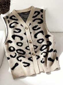 Teen Girl Minimalist Print Sleeveless Cardigan Fall Winter
