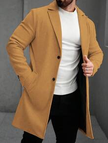 Manfinity Homme Áo khoác dài tay nam màu trơn, kiểu dáng thường ngày, thích hợp cho mùa thu/đông. - màu nâu - Xem 7